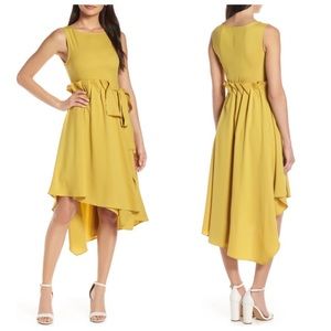 CAARA Asymmetrical High-Low Mustard Yellow Dress